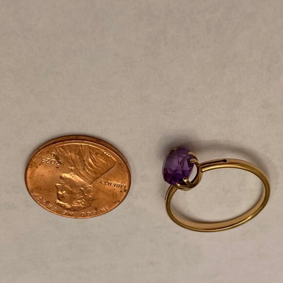 Vntge Russian USSR Solid 14K/*583 Rose Gold Ring w/Alexandrite Sz7   1.84gr EUC - Picture 2 of 5